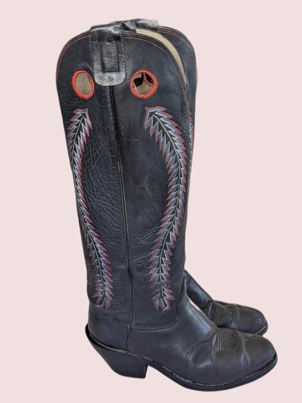 Vintage Black Leather Olathe Boot Company Western Boots - Size 9.5